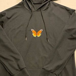 Oversized Black Butterfly Sweatshirt